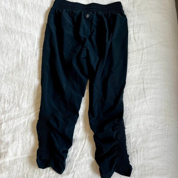 Athleta Attitude Ruched Leg Black Pants Pull On Jogger Size 2 - Picture 2 of 7